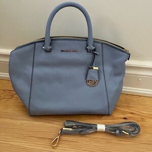 Michael Kors Riley All Leather Sky Blue Handbag